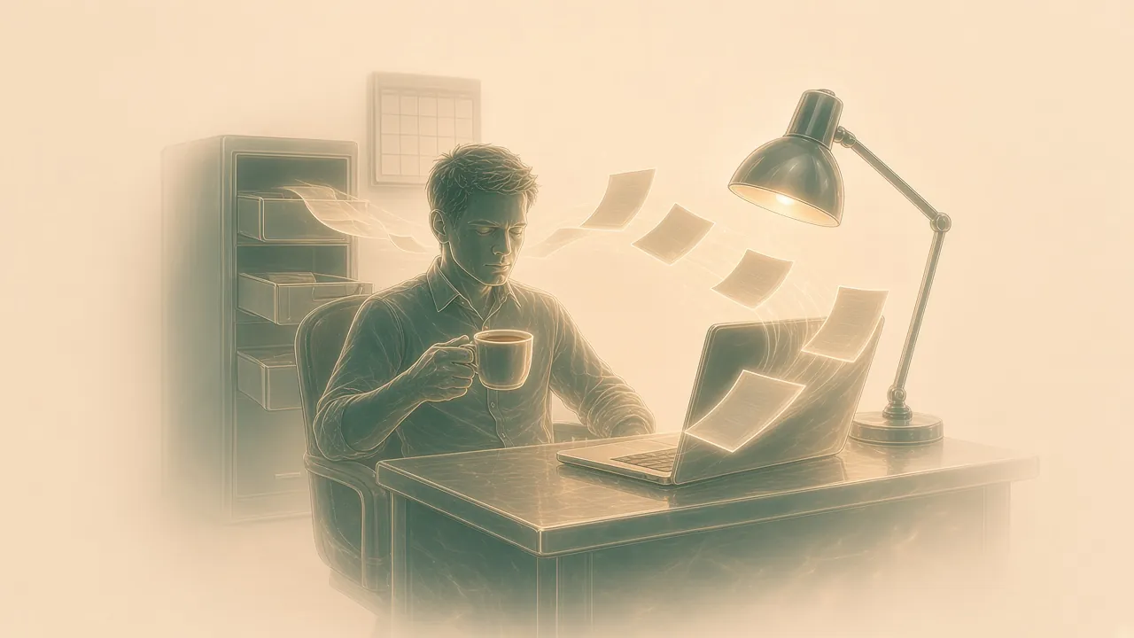 An owner leaning back while documents move on their own